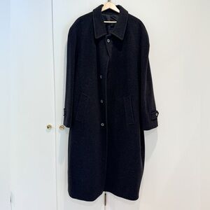 Alfalni Men’s Black/Gray Long Wool‎ Coat Size 44